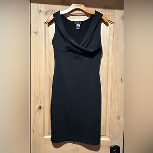 Vintage Bebe Black Surplice Empire Waist Bodycon Mini Dress